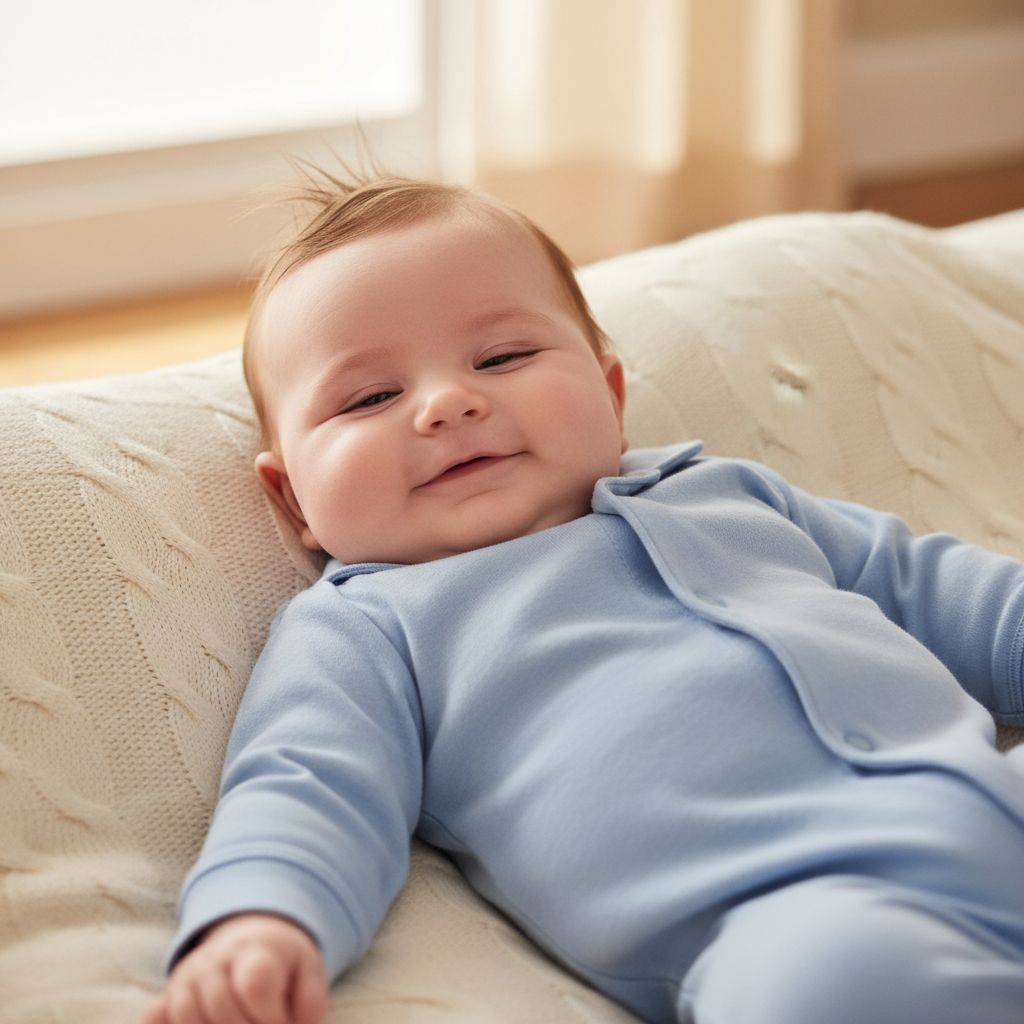 bébé garçon en pyjama bleu clair uni 2