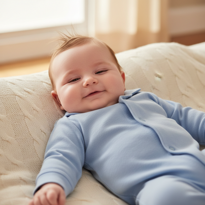 bébé garçon en pyjama bleu clair uni 2