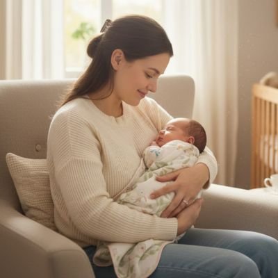 Couverture bébé  motifs bébé dans les bras de maman