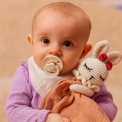 Doudou bebe beige orange sucette
