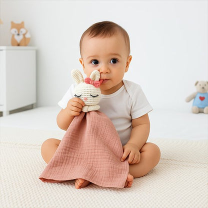 Doudou bebe blanc rose