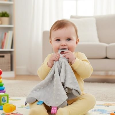 Doudou bebe gris bouche bébé