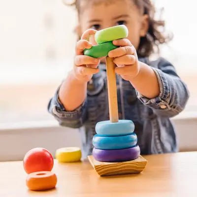 Jouet Montessori Bois - WoodenToys™ - Tour arc - en - ciel - Bebe Doudou