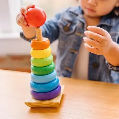 Jouet Montessori Bois - WoodenToys™ - Tour arc - en - ciel - Bebe Doudou