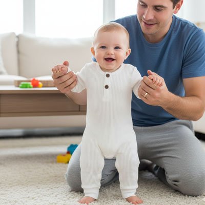 Pyjama bebe blanc bébé avec papa