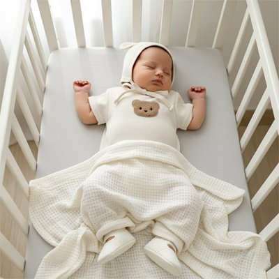 Pyjama bébé garçon beige avec bonnet
