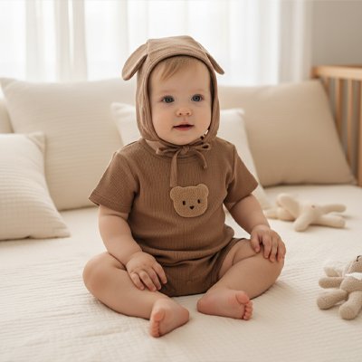 	Pyjama bébé garçon chocolat avec bonnet