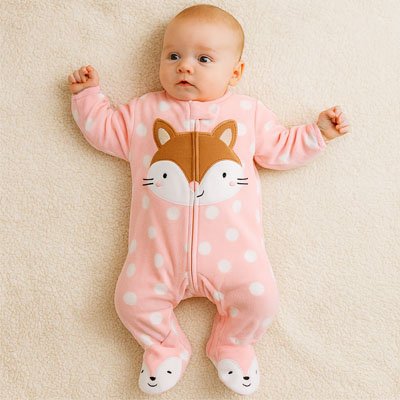 Pyjama bebe​ rose pois blanc chat marron